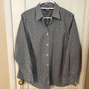 CHAPS WOMEN'S BUTTONDOWN LS SHIRT, BLACK & WHITE GINGHAM CHECK, 1X, LIKE NEW